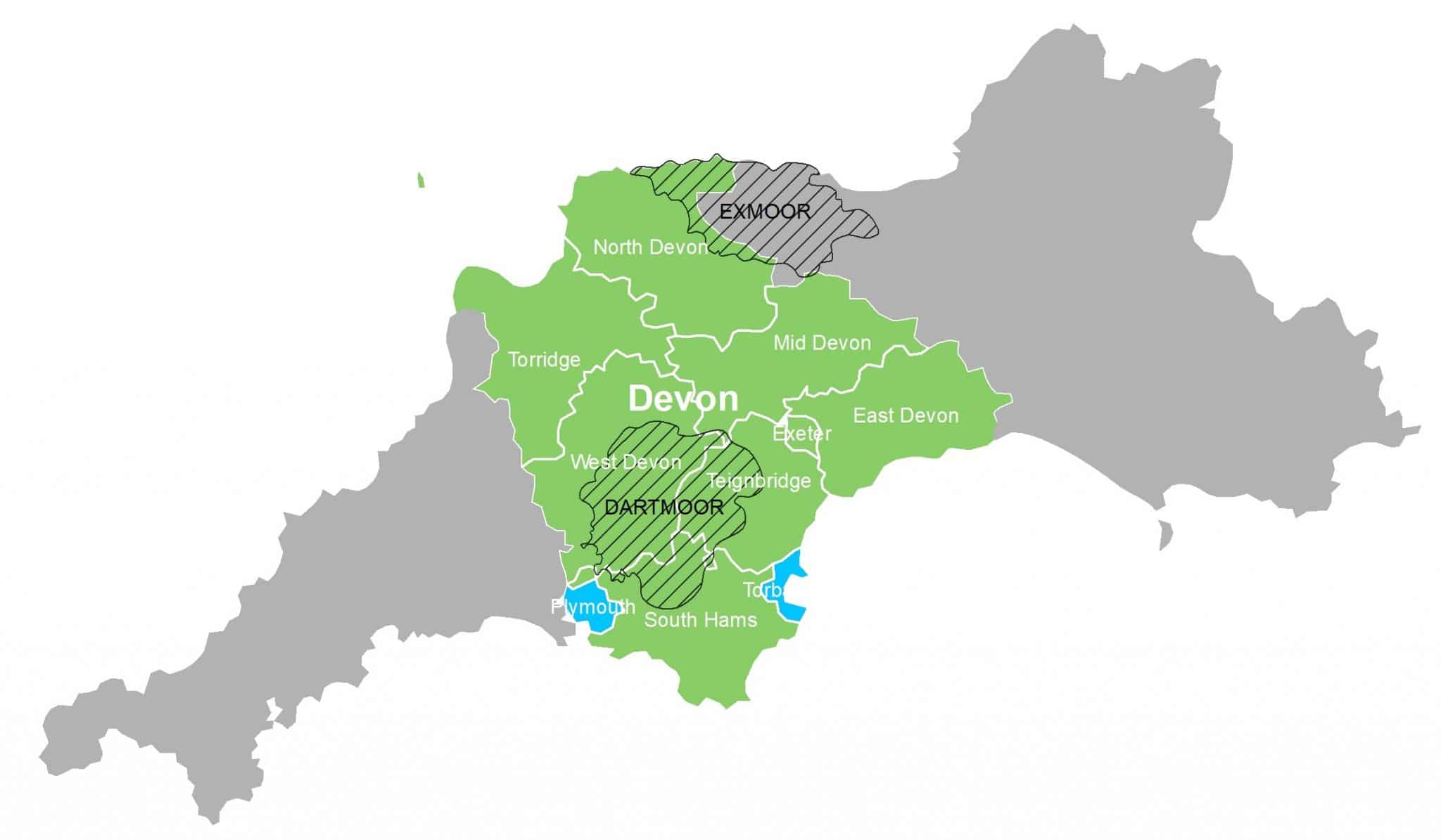 County Of Devon Map Economic Overview - Devonomics